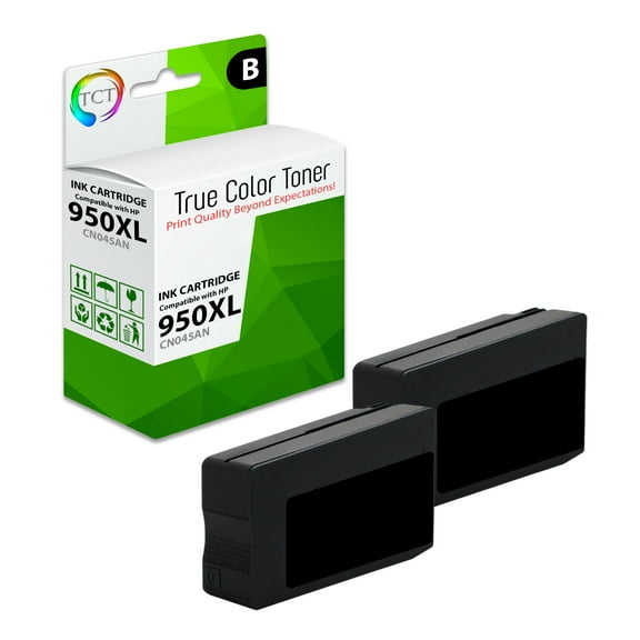 TCT 950XL Black Ink Cartridge 2 Pack - Premium Compatible Replacement for HP 950XL 950 XL CN045AN Black