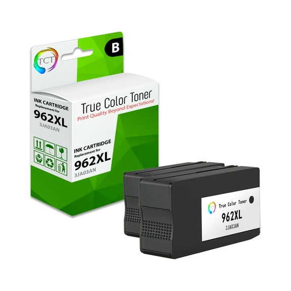 TCT 962XL Black Ink Cartridge 2 Pack - Premium Compatible Replacement for HP 962XL 3JA03AN Black High Yield