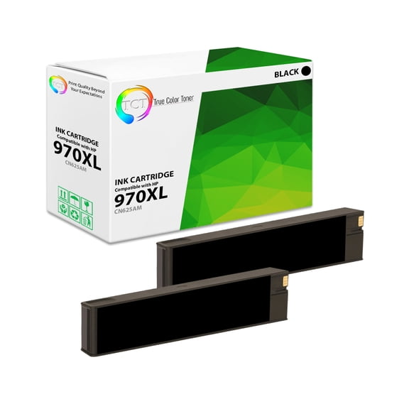 TCT 970XL Black Ink Cartridge 2 Pack - Compatible With HP 970XL 970 XL CN625AM Black