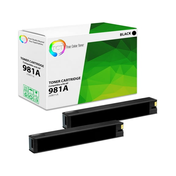 TCT 981A Black Ink Cartridge 2 Pack - Premium Compatible Replacement for HP 981A J3M71A Black