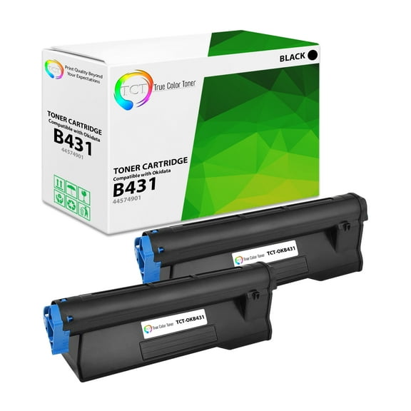 TCT B431 Toner Cartridge 2 Pack - Premium Compatible Replacement for Okidata B431 44574901 Black