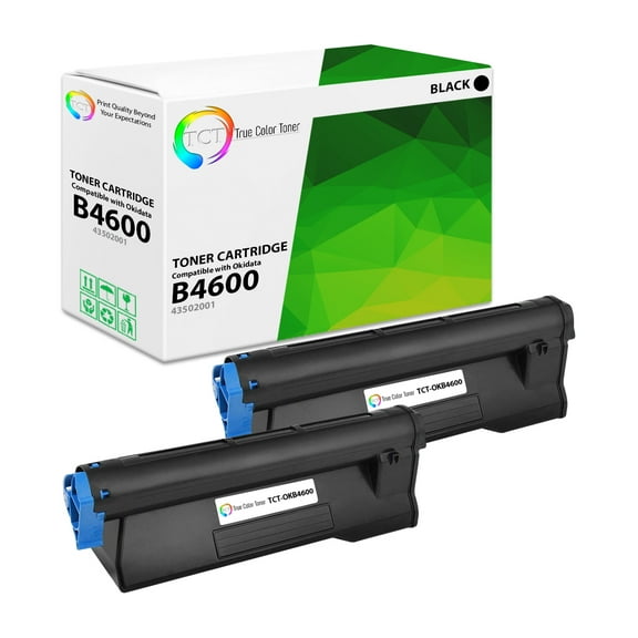 TCT B4600 Toner Cartridge 2 Pack - Premium Compatible Replacement for Okidata B4600 43502001 Black