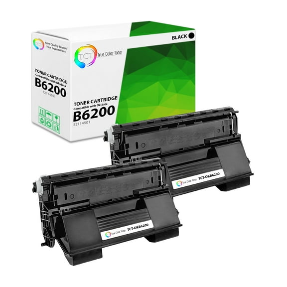 TCT B6200 Toner Cartridge 2 Pack - Premium Compatible Replacement for Okidata B6200 52114501 Black
