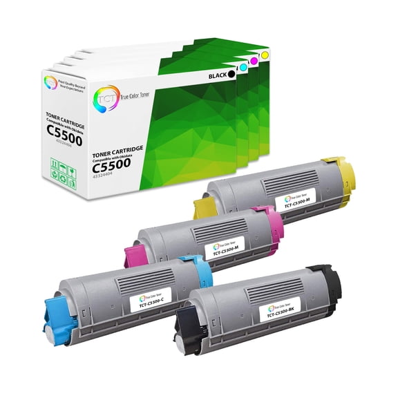 TCT C5500 Toner Cartridge 4 Pack - Compatible With Okidata 43324404 43324403 43324402 43324401