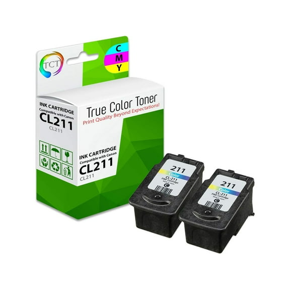 TCT CL211 Ink Cartridge 2 Pack - Compatible With Canon CL-211 CL211 Color