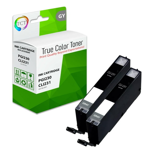 TCT CLI-231 Ink Cartridge 2 Pack - Premium Compatible Replacement for CLI231 CLI-231GY
