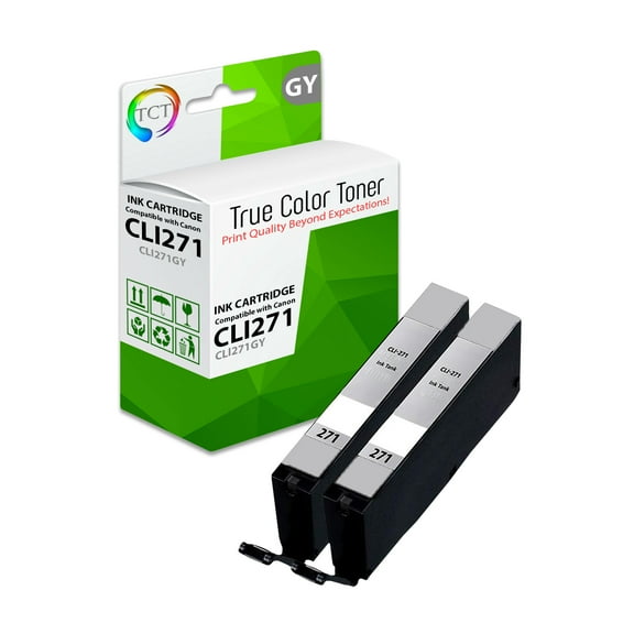 TCT CLI271 Grey Ink Cartridge 2 Pack - Compatible With Canon CLI-271 CLI271 Gray