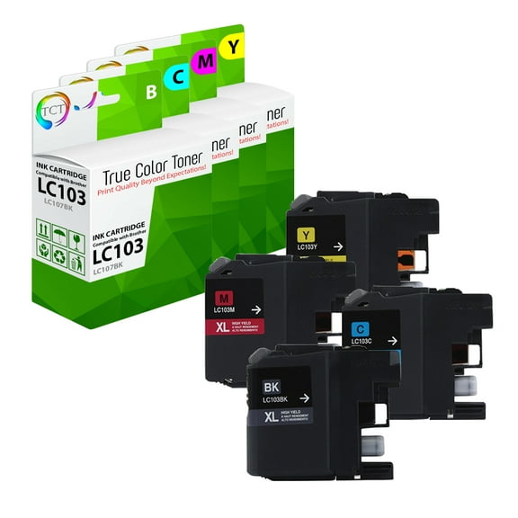 TCT LC103 Ink Cartridge 4 Pack - Premium Compatible Replacement for Brother LC103 LC103BK LC103C LC103M LC103Y