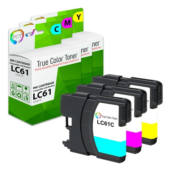 TCT LC61 Color Ink Cartridge 3 Pack - Premium Compatible Replacement for Brother LC-61 LC61C LC61M LC61Y