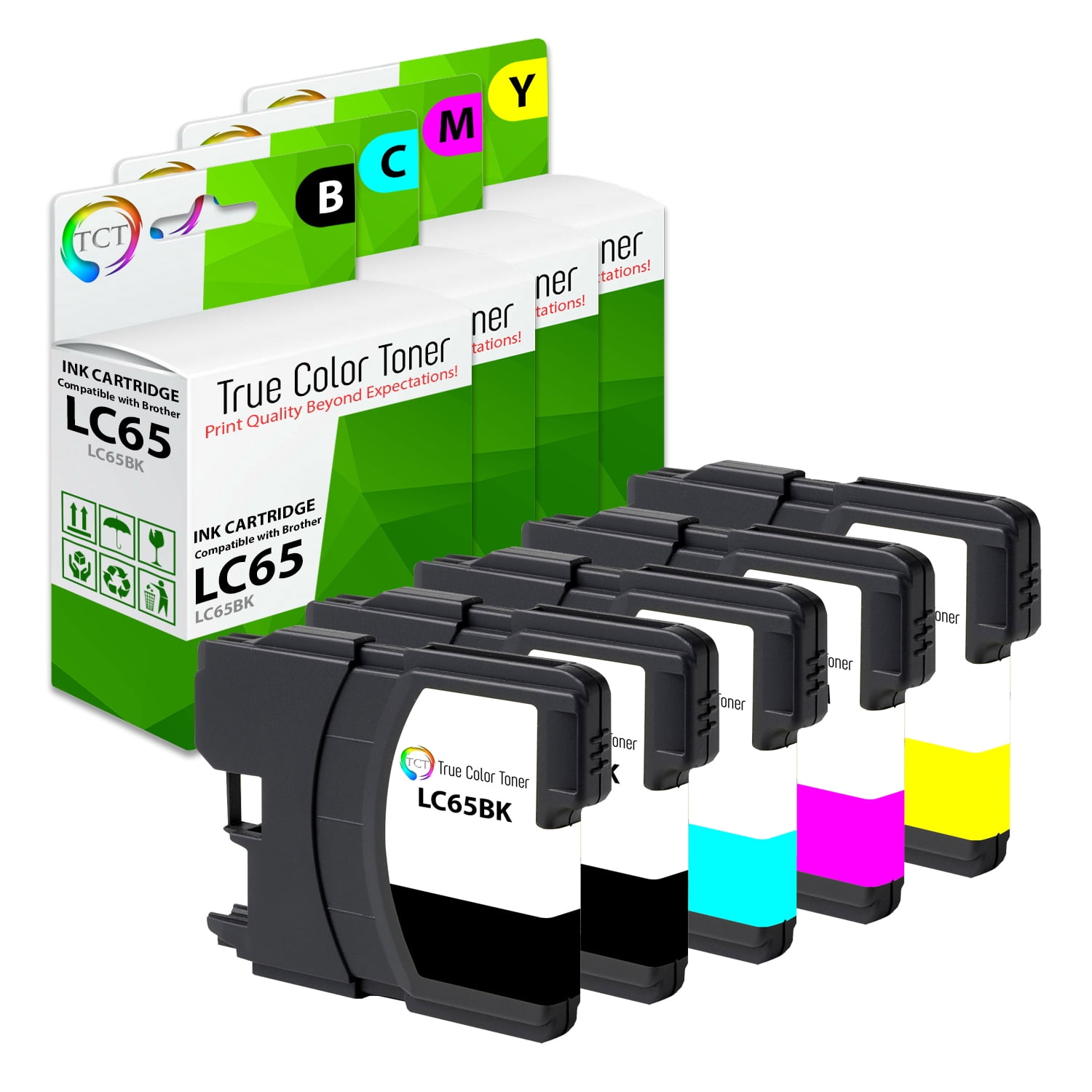 Lc65 Ink TCT LC65 Ink Cartridge 5 Pack - Compatible With Brother LC-65 LC65BK ...
