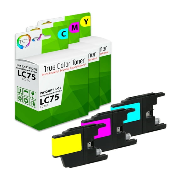 TCT LC75 Color Ink Cartridge 3 Pack - Premium Compatible Replacement for LC75 LC75C LC75M LC75Y