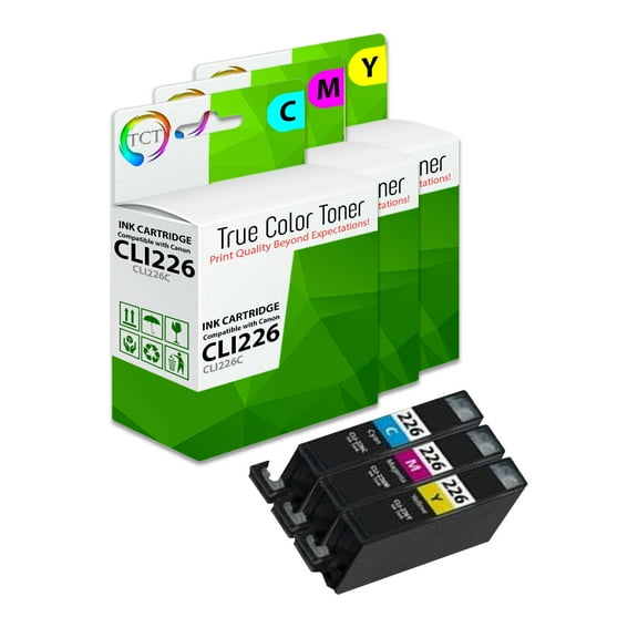 TCT CLI226 Color Ink Cartridge 3 Pack - Compatible With Canon CLI226C CLI226M CLI226Y