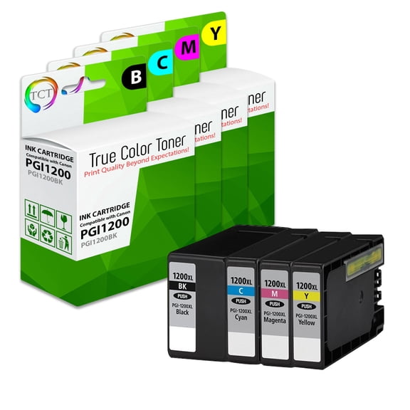 TCT PGI1200 Ink Cartridge 4 Pack - Compatible With Canon PGI-1200 PGI1200