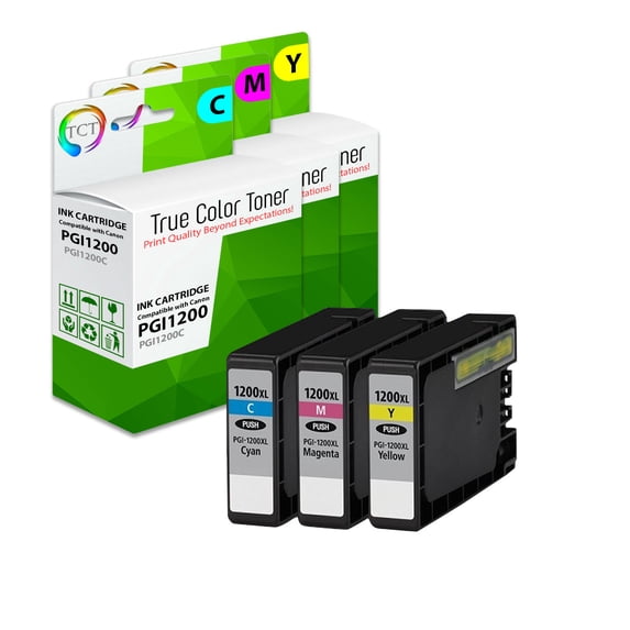 TCT PGI1200 Color Ink Cartridge 3 Pack - Compatible With Canon PGI-1200 PGI1200
