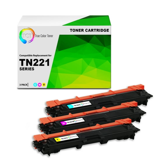 TCT TN221 Color Toner Cartridge 3 Pack - Premium Compatible Replacement for Brother TN-221 TN221C TN221M TN221Y