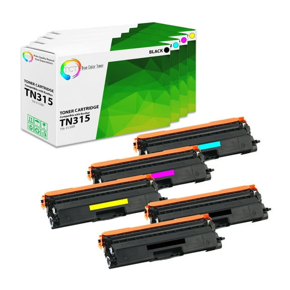 TCT TN315 Toner Cartridge 5 Pack - Premium Compatible Replacement for Brother TN-315BK TN-315C TN-315M TN-315Y