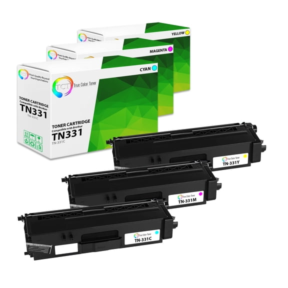 TCT TN331 Color Toner Cartridge 3 Pack - Compatible With Brother TN331 TN-331C TN-331M TN-331Y