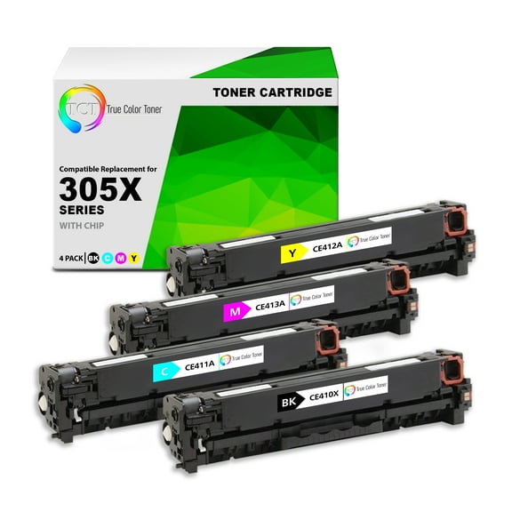 TCT 305X 305A Toner Cartridge 4 Pack - Premium Compatible Replacement for HP 305X 305A CE410X CE411A CE412A CE413A