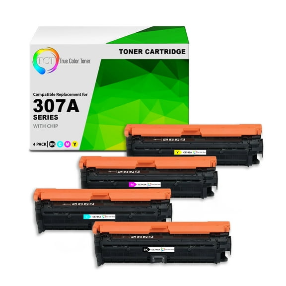 TCT 307A Toner Cartridge 4 Pack - Premium Compatible Replacement for HP 307A CE740A CE741A CE742A CE743A