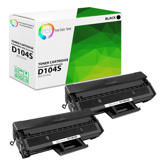 TCT D104S Toner Cartridge 2 Pack - Compatible With Samsung MLT-D104S Black