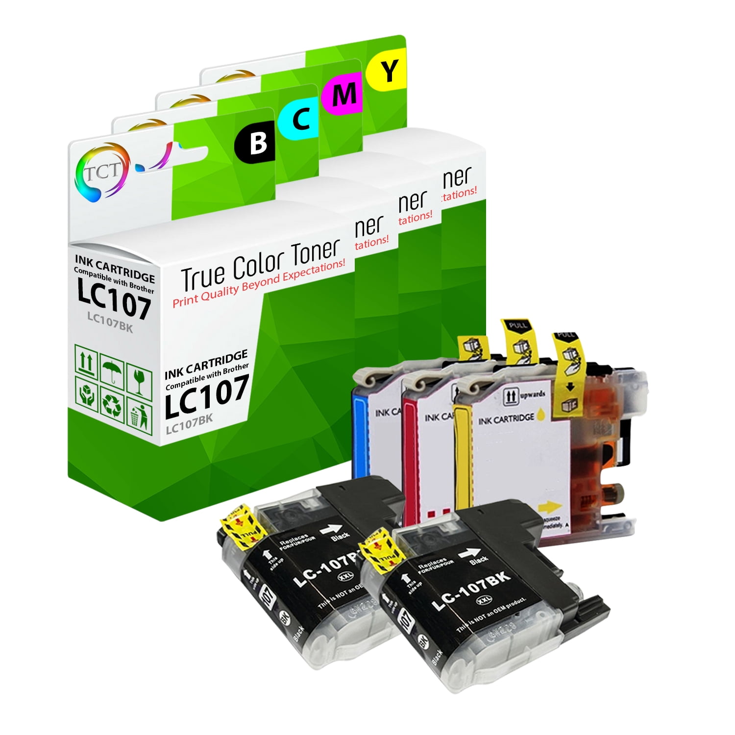 TCT LC107 LC105 Ink Cartridge 5 Pack - Premium Compatible Replacement ...