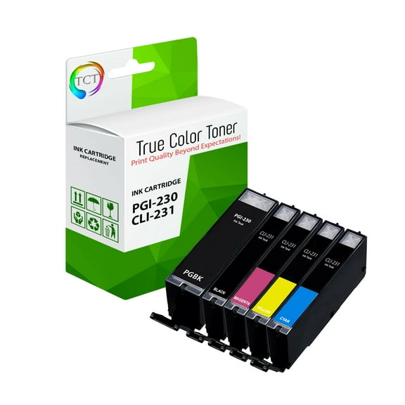 TCT PGI-230 CLI-231 Ink Cartridge 5 Pack - Premium Compatible Replacement for Canon PGI-230BK, CLI-231BK, CLI-231C, CLI-231M, CLI-231Y