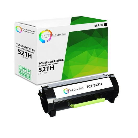 TCT Premium Compatible Toner Cartridge Replacement for Lexmark 521H 52D1H00 High Yield Black