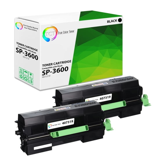 TCT SP-3600 Toner Cartridge 2 Pack - Compatible With Ricoh SP-3600 407319 Black High Yield