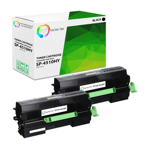 TCT SP-4510HY Toner Cartridge 2 Pack - Premium Compatible Replacement for Ricoh SP4510 407316 Black Extra High Yield