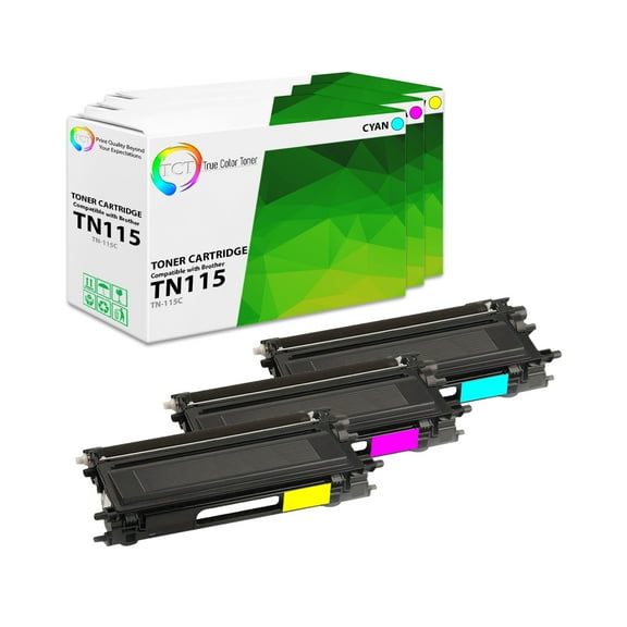 TCT TN115 Color Toner Cartridge 3 Pack - Premium Compatible Replacement for Brother TN-115 TN115C TN115M TN115Y