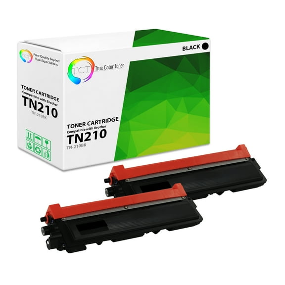TCT TN210 Black Toner Cartridge 2 Pack - Premium Compatible Replacement for Brother TN-210 TN210BK Black