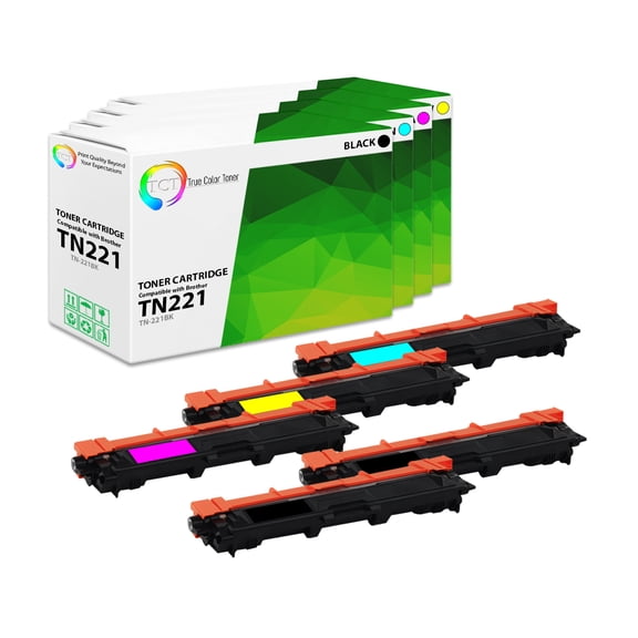TCT TN221 Toner Cartridge 5 Pack - Compatible With Brother TN-221 TN221BK TN221C TN221M TN221Y
