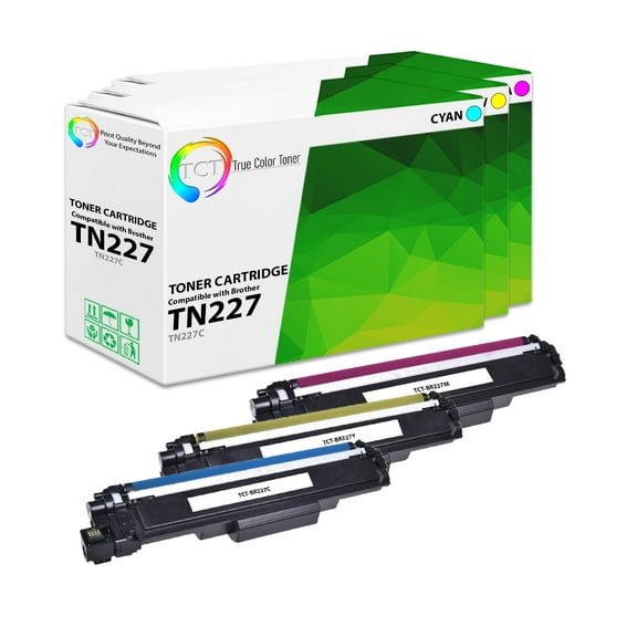 TCT TN227 Color Toner Cartridge 3 Pack - Premium Compatible Replacement for Brother TN227 TN-227