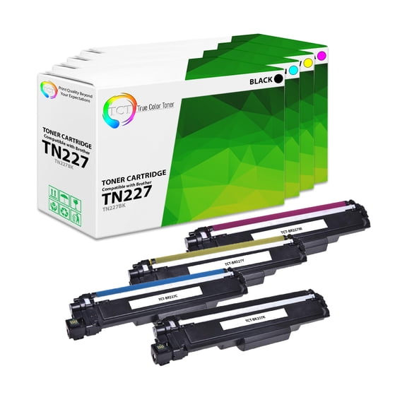 TCT TN227 Toner Cartridge 4 Pack - Compatible With Brother TN227 TN-227