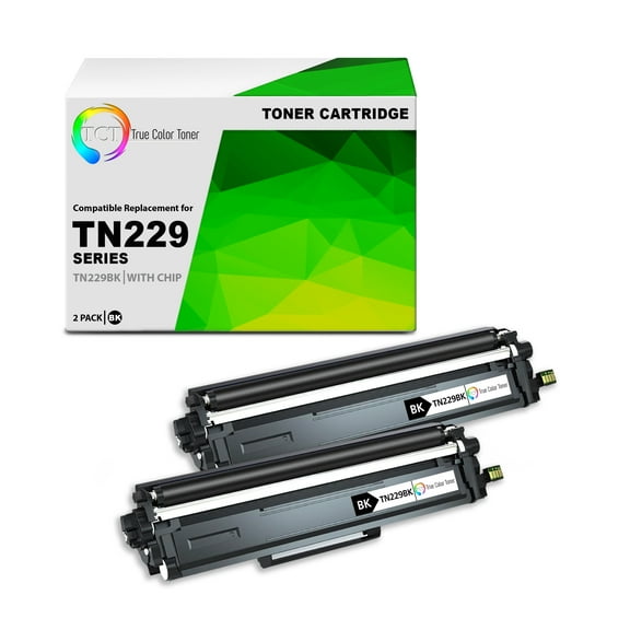 TCT TN229 Black Toner Cartridge 2 Pack - Premium Compatible Replacement for Brother TN229 TN-229BK