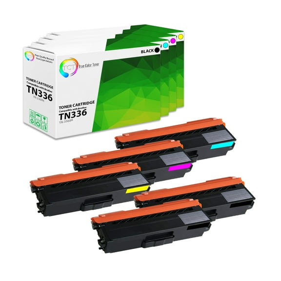 TCT TN336 Toner Cartridge 5 Pack - Premium Compatible Replacement for Brother TN-336 TN336BK TN336C TN336M TN336Y