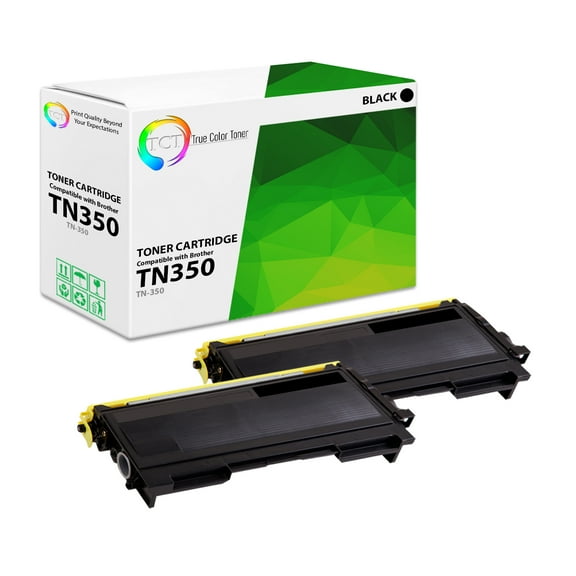 TCT TN350 Toner Cartridge 2 Pack - Premium Compatible Replacement for Brother TN-350 TN350 Black