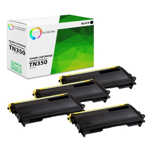 TCT TN350 Toner Cartridge 4 Pack - Premium Compatible Replacement for Brother TN-350 TN350 Black