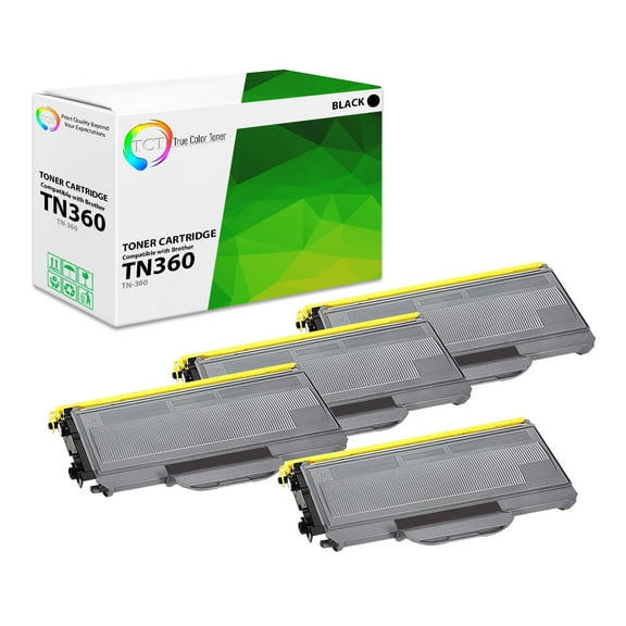 TCT TN360 Toner Cartridge 4 Pack - Premium Compatible Replacement for Brother TN-360 TN360 Black