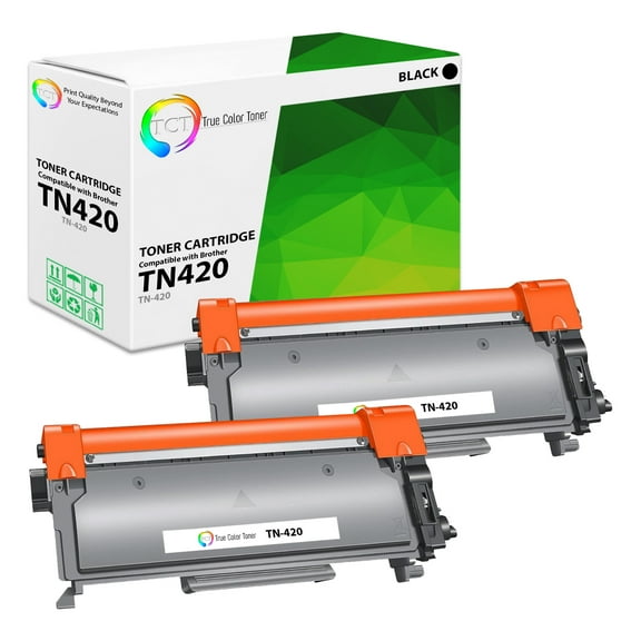 TCT TN420 Toner Cartridge 2 Pack - Premium Compatible Replacement for Brother TN-420 Black