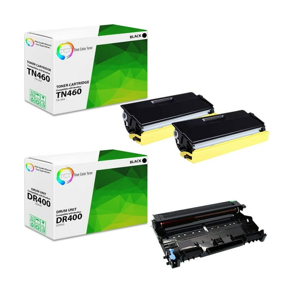 TCT TN460 Toner Cartridge 2 Pack and DR400 Drum Unit - Premium Compatible Replacements