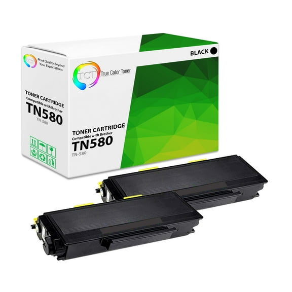 TCT TN580 Toner Cartridge 2 Pack - Premium Compatible Replacement for Brother TN-580 TN580 Black High Yield