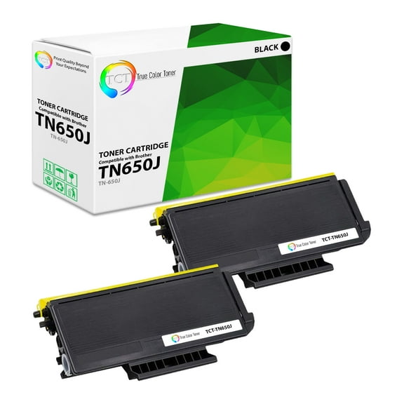 TCT TN650 Toner Cartridge 2 Pack - Premium Compatible Replacement for Brother TN620 TN650 Jumbo Black