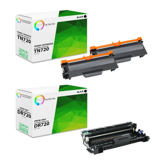 TCT TN720Toner Cartridge 2 Pack and DR720 Drum Unit - Premium Compatible Replacements