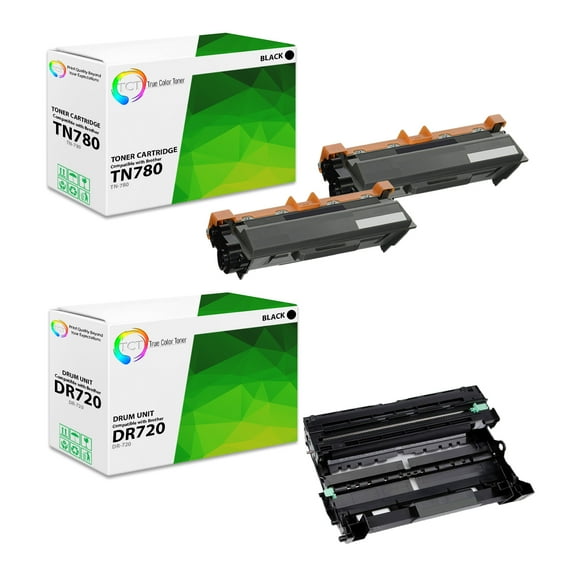 TCT TN780 Toner Cartridge 2 Pack and DR720 Drum Unit - Premium Compatible Replacements