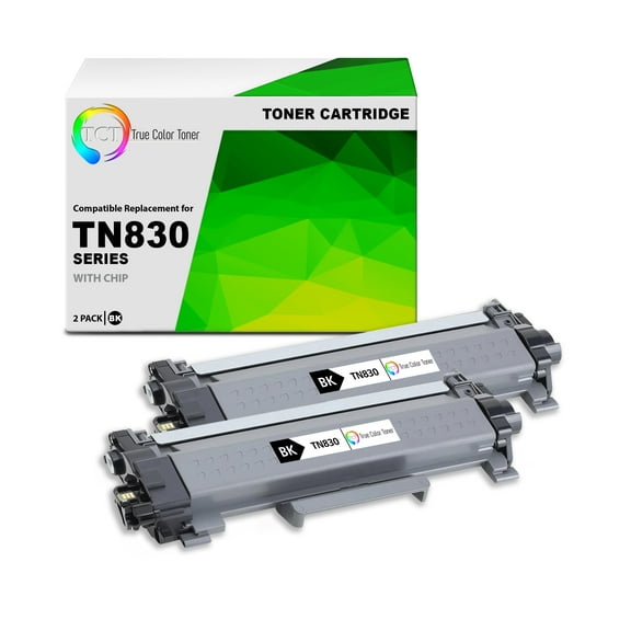 TCT TN830 Toner Cartridge 2 Pack - Premium Compatible Replacement for Brother TN830 TN-830
