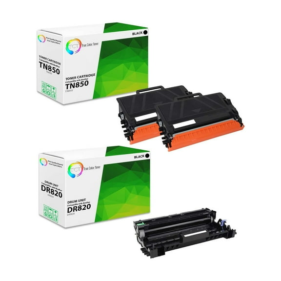 TCT TN850 Toner Cartridge 2 Pack and DR820 Drum Unit - Premium Compatible Replacements