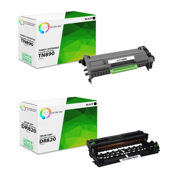 TCT TN890 Toner Cartridge 2 Pack and DR820 Drum Unit - Premium Compatible Replacements