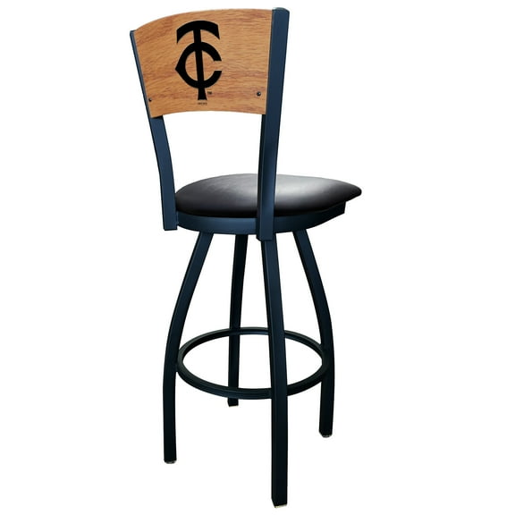 Black Minnesota Twins 25" Vinyl Swivel Laser Engraved Counter Stool