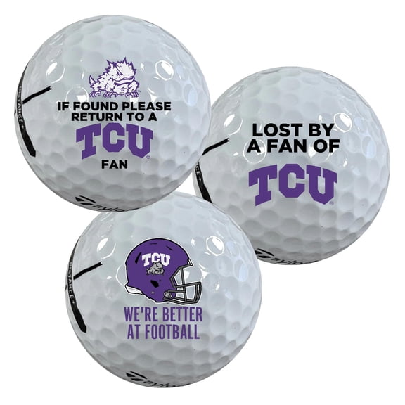 TCU Horned Frogs Edition Funny Taylormade Distance+ Golf Balls 12-Pack (Dozen)